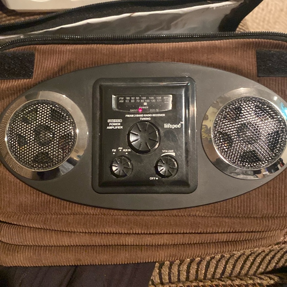 Vintage Lifepod Brown Corduroy AM/FM/AUX IN Radio and Cooler Bag